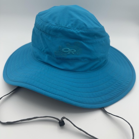 Outdoor Research Accessories - Outdoor Research Solar Roller Sun Hat Womens Medium Blue Wide Brim Chin Strap